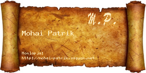 Mohai Patrik névjegykártya
